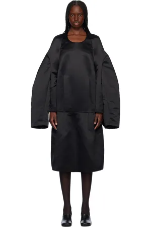 Comme des Garçons Black Satin Thick Midi Dress