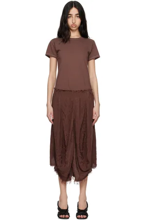 Edward Cuming Brown Droopy Tree Trunk Midi Dress