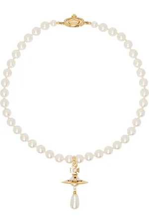 Vivienne Westwood Gold & White One Row Faux-Pearl Drop Choker