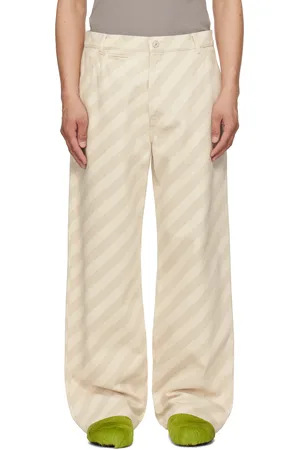 Marni Beige Striped High Waist Jeans