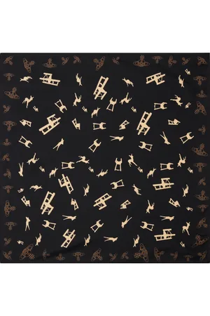 Vivienne Westwood Black Solid Deer Chair Square Scarf