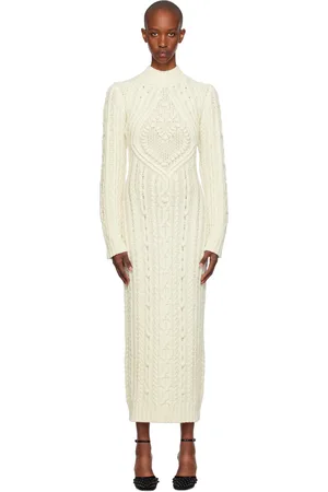 Jean Paul Gaultier Off-White Cable Knit Maxi Dress