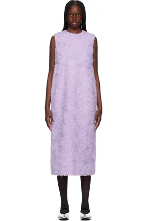 Comme des Garçons Purple Tulle Tape Embroidery Midi Dress