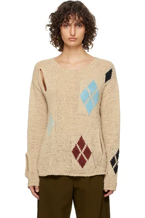 OPEN YY Beige Argyle Sweater