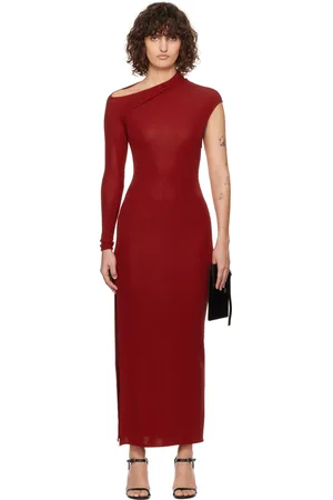 Courrèges Red Asymmetric Maxi Dress
