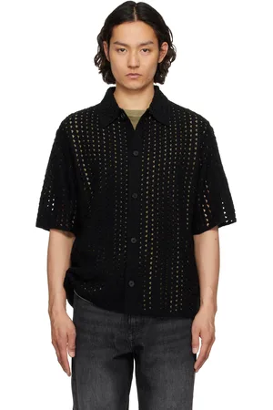 Solid Black Pointelle Shirt