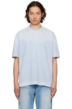 Solid Blue Dyeing Back Logo T-shirt