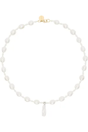 Simone Rocha White & Gold Staccato Pendant Pearl Necklace