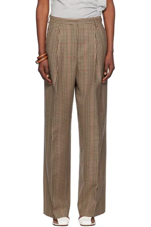 DRIES VAN NOTEN Beige Check Trousers