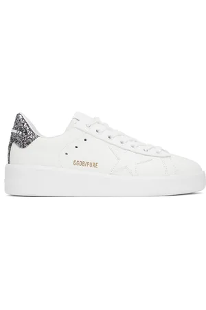 Golden Goose White & Gunmetal Purestar Sneakers