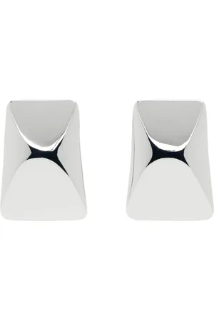 ANINE BING Silver Curved Rectangle Earrings