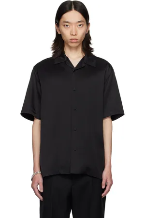 Jil Sander Black Open Spread Collar Shirt