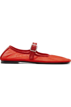 SANDY LIANG Red Mary Jane Mesh Ballerina Flats