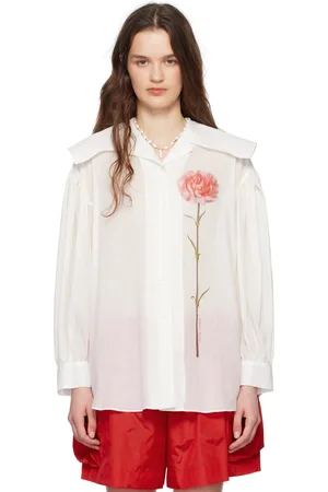 Simone Rocha White Carnation Sailor Collar Shirt