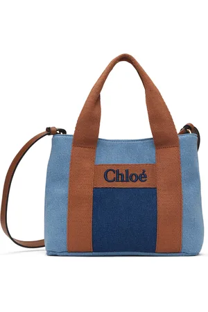 Chloé Kids Blue Embroidered Denim Bag