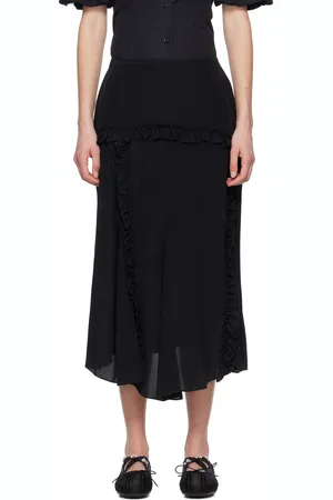Simone Rocha Black Ruffle Frill Multi-Seam Midi Skirt