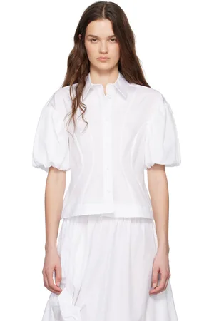 Simone Rocha White Cropped Puff Sleeve Shirt