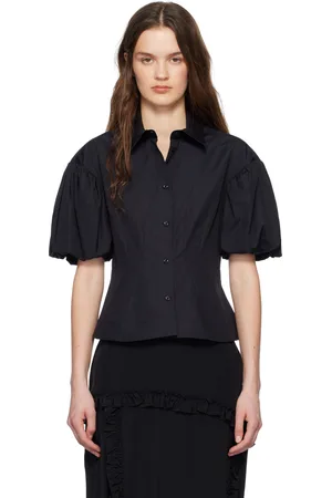 Simone Rocha Black Cropped Puff Sleeve Shirt