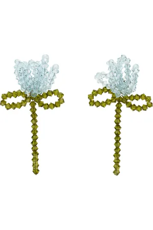 Simone Rocha Blue & Khaki Cluster Flower Earrings