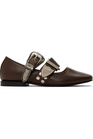 TOGA PULLA SSENSE Exclusive Brown Metal Leather Ballerina Flats