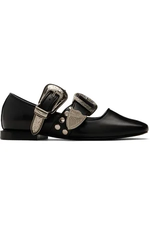 TOGA PULLA SSENSE Exclusive Black Metal Leather Ballerina Flats