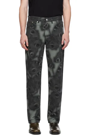 DRIES VAN NOTEN Black & Green Pattern Jeans