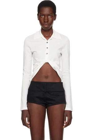Courrèges White Twist Piqué Cropped Polo
