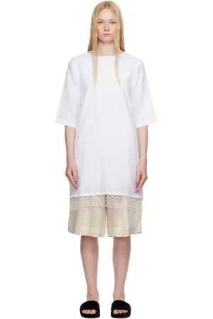 MARIA MCMANUS White T-shirt Cocoon Macrame Minidress