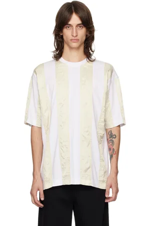DRIES VAN NOTEN White & Beige Paneled T-Shirt