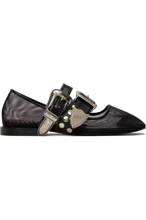 TOGA PULLA Black Metal Mesh Ballerina Flats