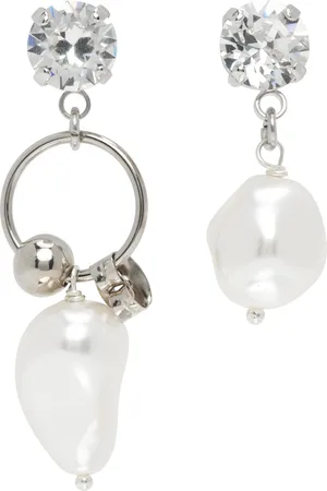 Justine Clenquet SSENSE Exclusive Silver Stan Crystal Earrings