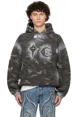 THUG CLUB Khaki Sprayed Camoflage Rock Hoodie