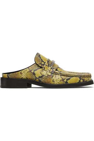 MARTINE ROSE Yellow & Black Square Toe Mules