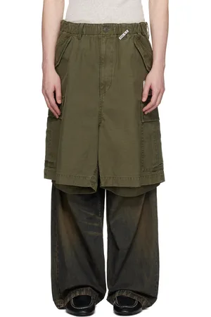 Maison Mihara Yasuhiro Khaki & Navy Cargo Shorts Combined Denim Jeans