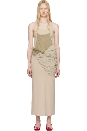 OPEN YY Beige Layered Halter Neck Maxi Dress