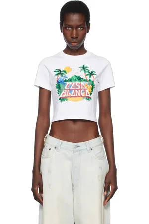 Casablanca White Casa Beach Wave Cropped T-shirt