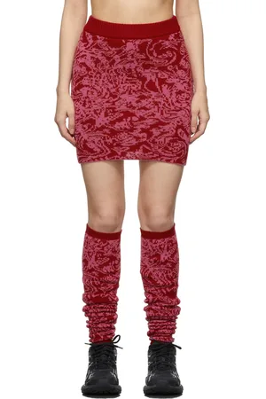 Serapis Red & Pink Jacquard Knitted Skirt