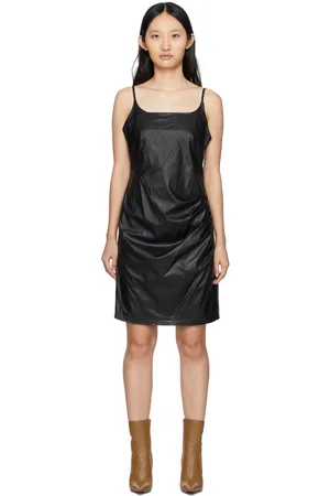 Foundrae Black Faux-Leather Mini Dress