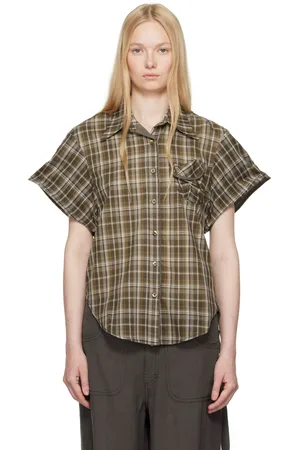 OPEN YY Brown Wire Cuff Check Shirt