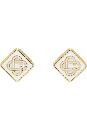 Casablanca Gold Monogram Logo Stud Earrings