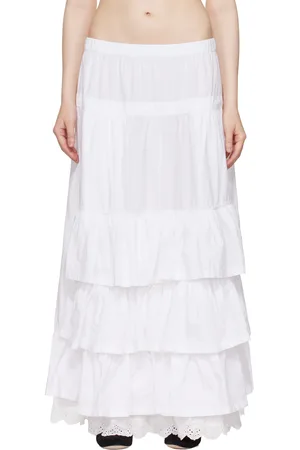 OPEN YY White Rolled Waist Tiered Midi Skirt
