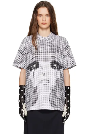 pushBUTTON Black & White Pixel Crying Girl T-shirt