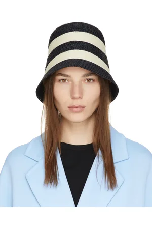 Max Mara Navy & Beige Striped Orma Beach Hat