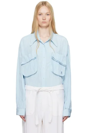 OPEN YY Blue Crinkled Pocket Shirt