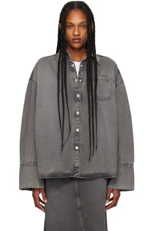 REMAIN Birger Christensen Black Drapy Denim Shirt