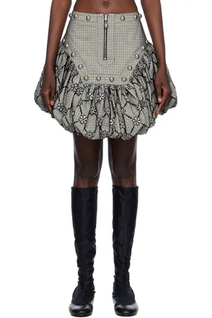 Chopova Lowena Green & Black Backtuck Miniskirt