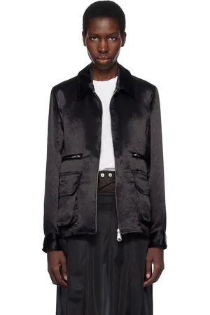 Comme des Garçons Black Acetate Taffeta Frilled Lined Reversible Jacket