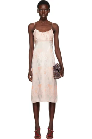 DRIES VAN NOTEN Pink Jacquard Midi Dress