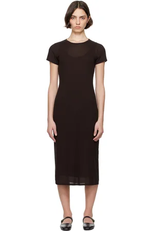 Leset Brown Rozzi Double Layer Tee Midi Dress