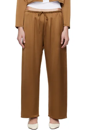 Leset Brown Barb Crop Drawstring Lounge Pants